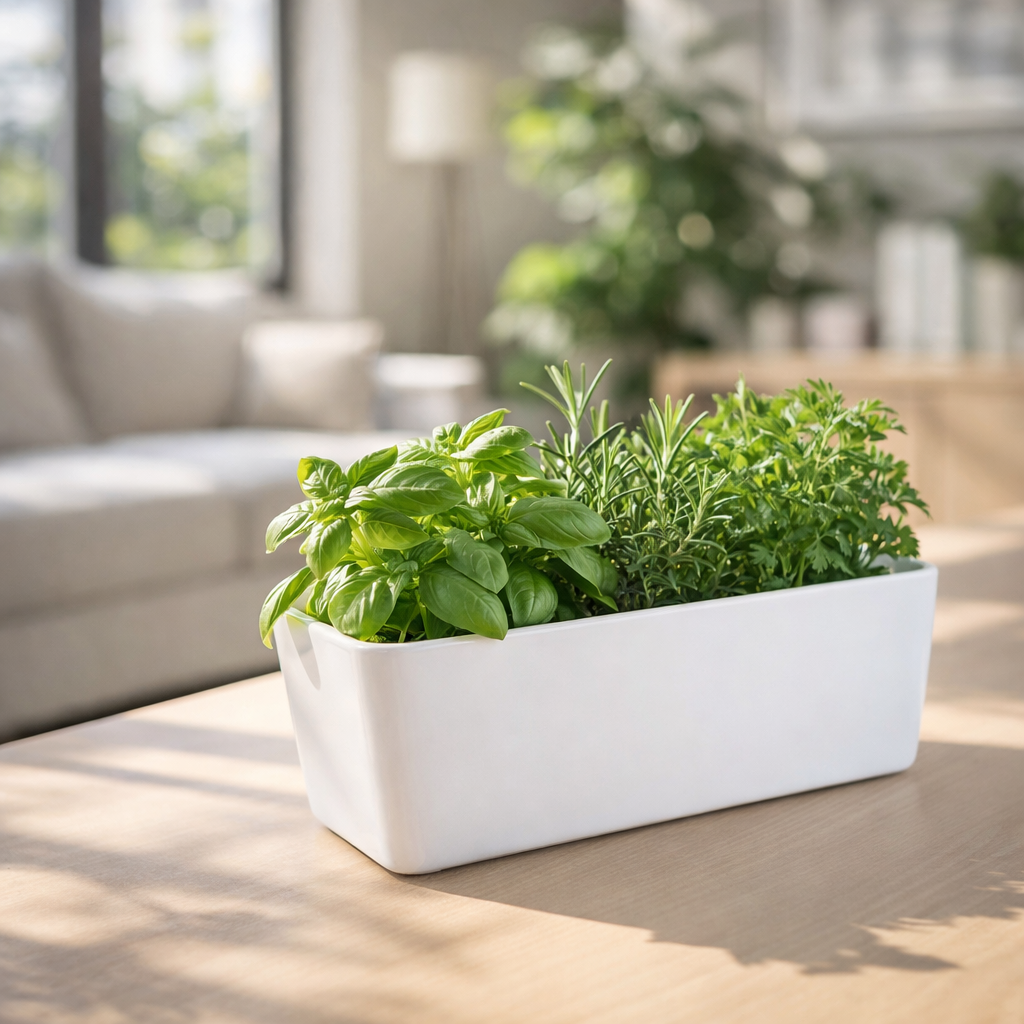 Eden 28cm White Self-Watering Trough Planter