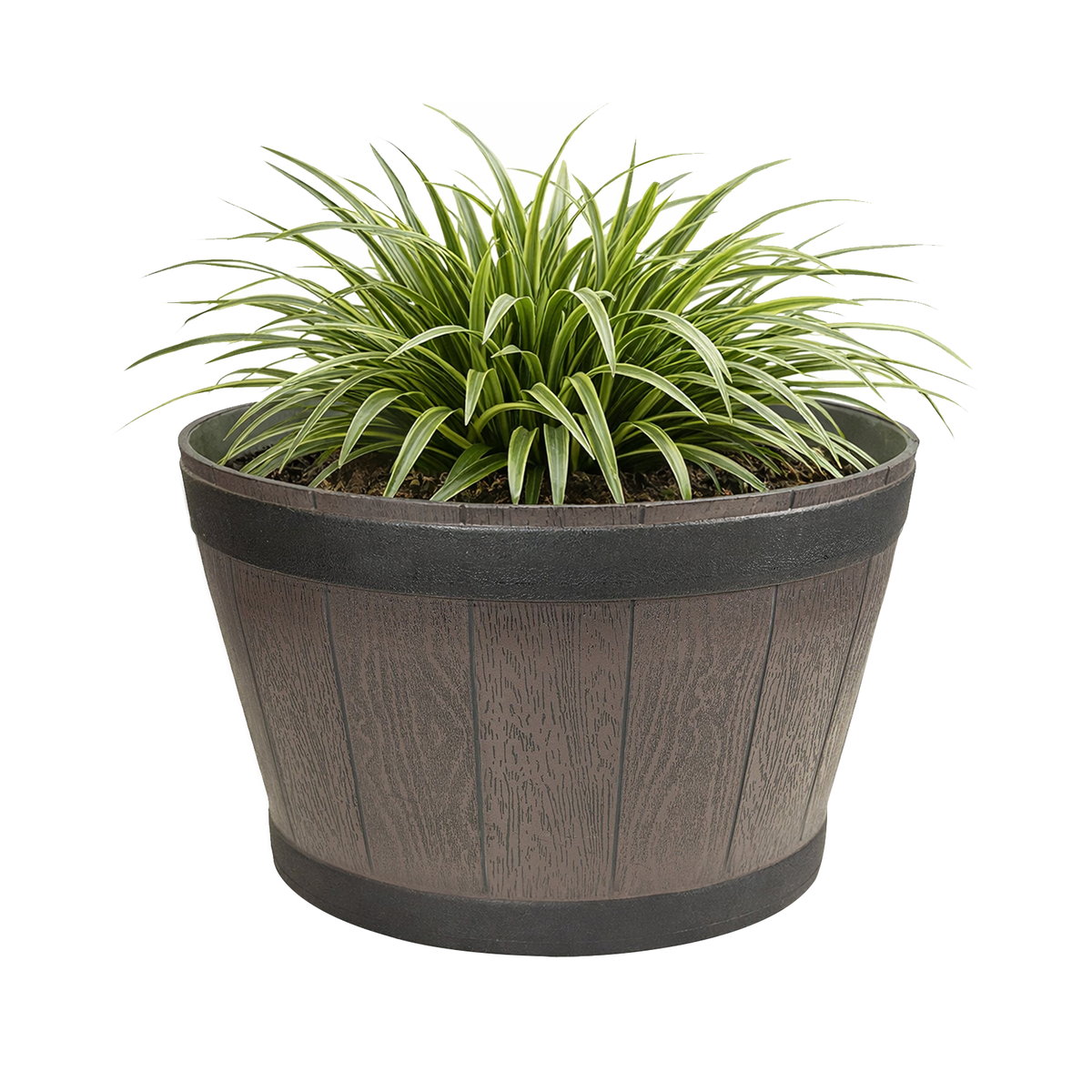 Eden large resin whiskey barrel planter for outdoor gardens and feature plants