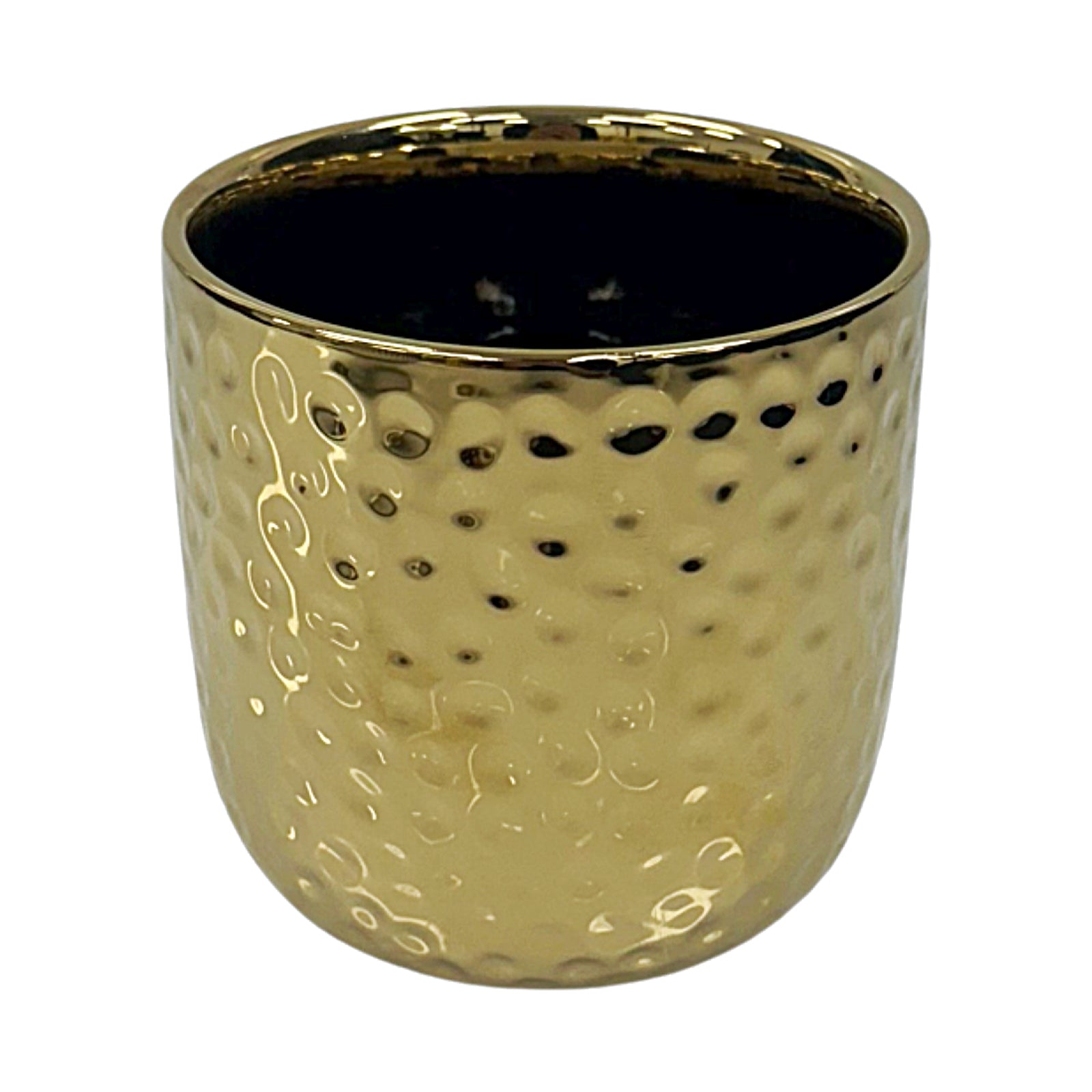 Eden 11.5cm gold ceramic hammered pot for indoor plants and decorative styling