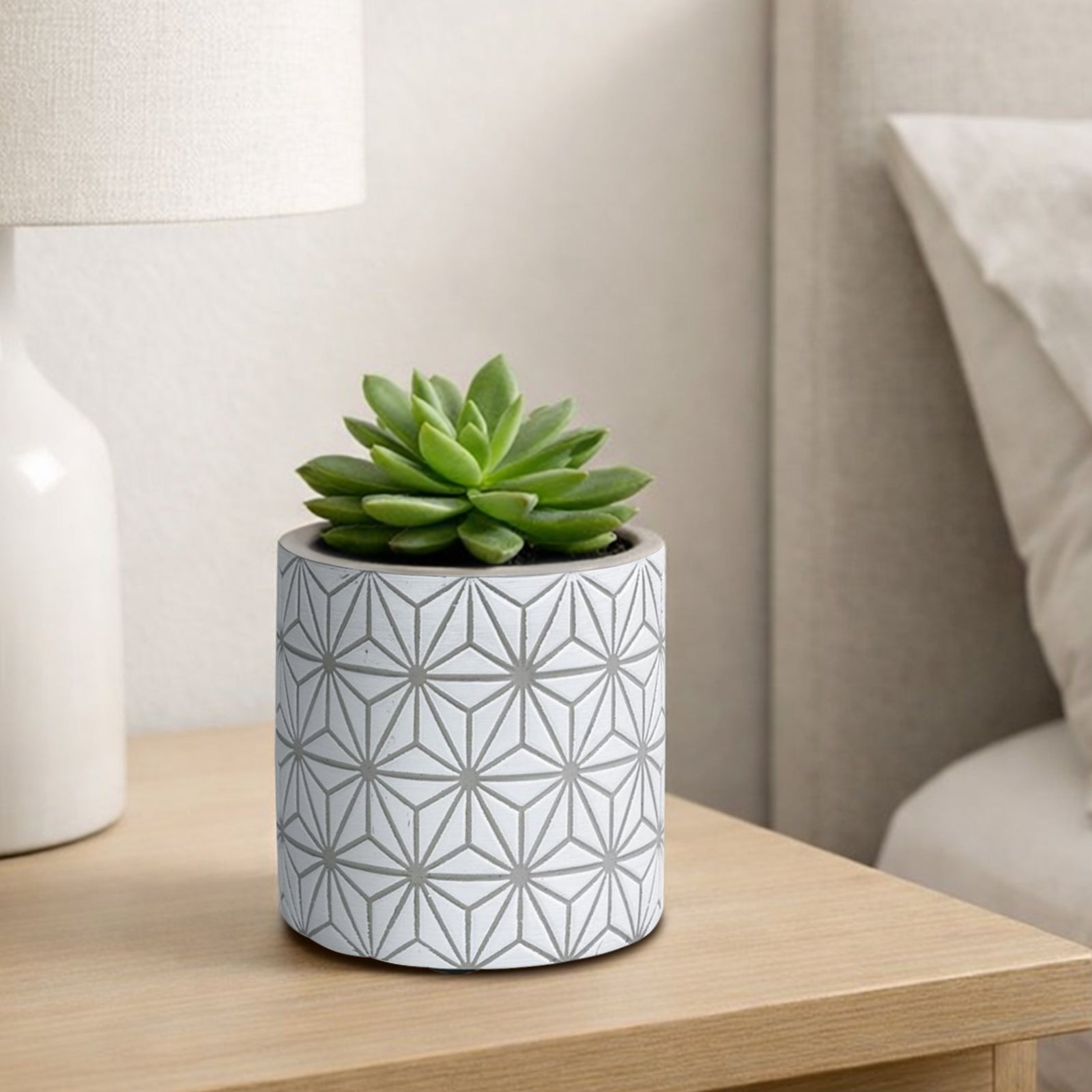 Eden 11.5cm grey geo indoor concrete planter for small plants and décor