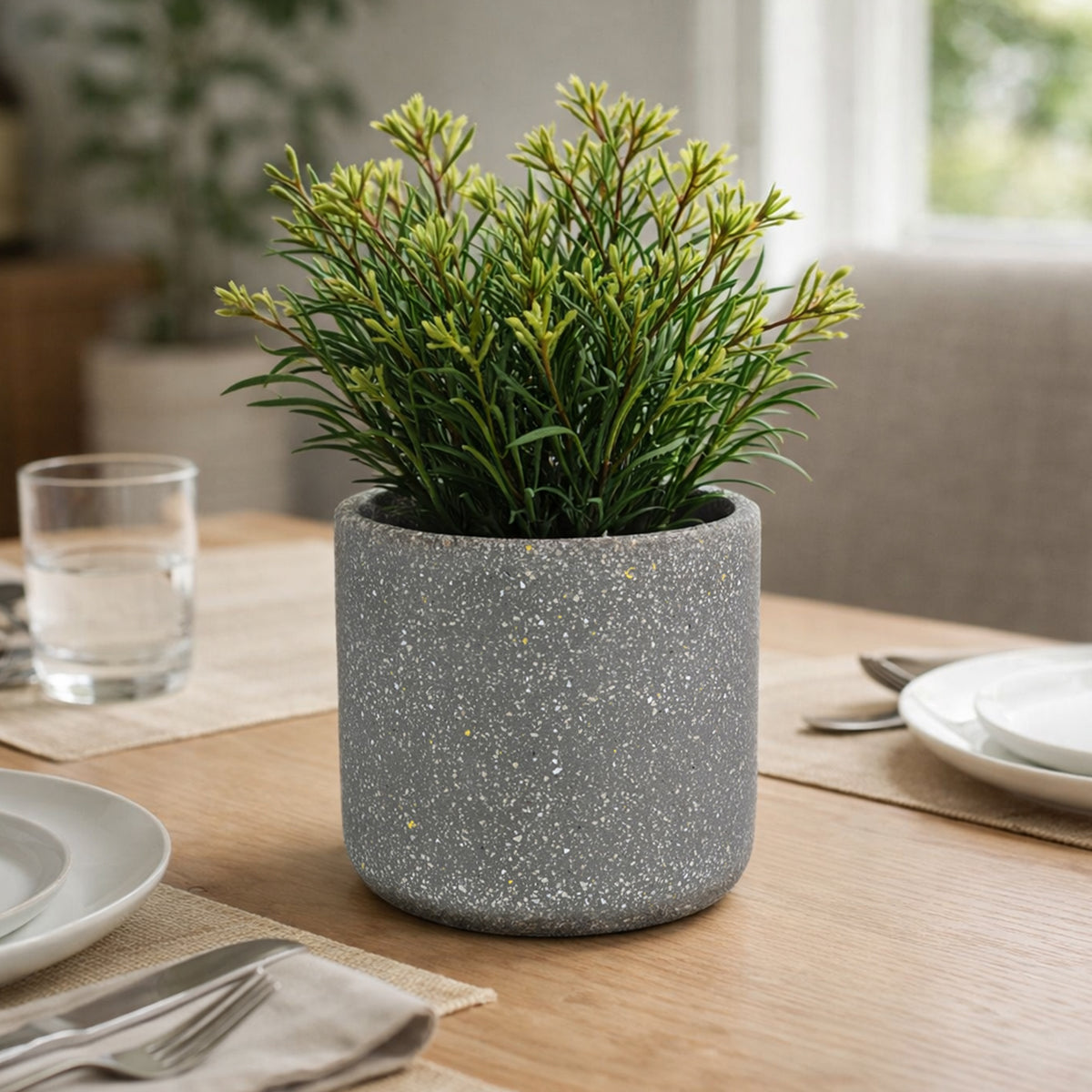 Eden 12cm grey terrazzo indoor concrete planter for small plants and modern décor