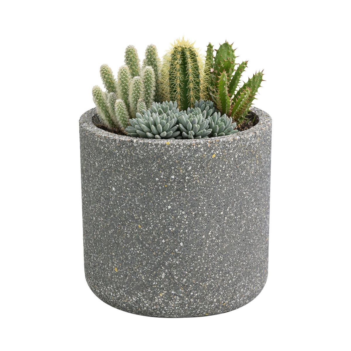 Eden 12cm grey terrazzo indoor concrete planter for small plants and modern décor