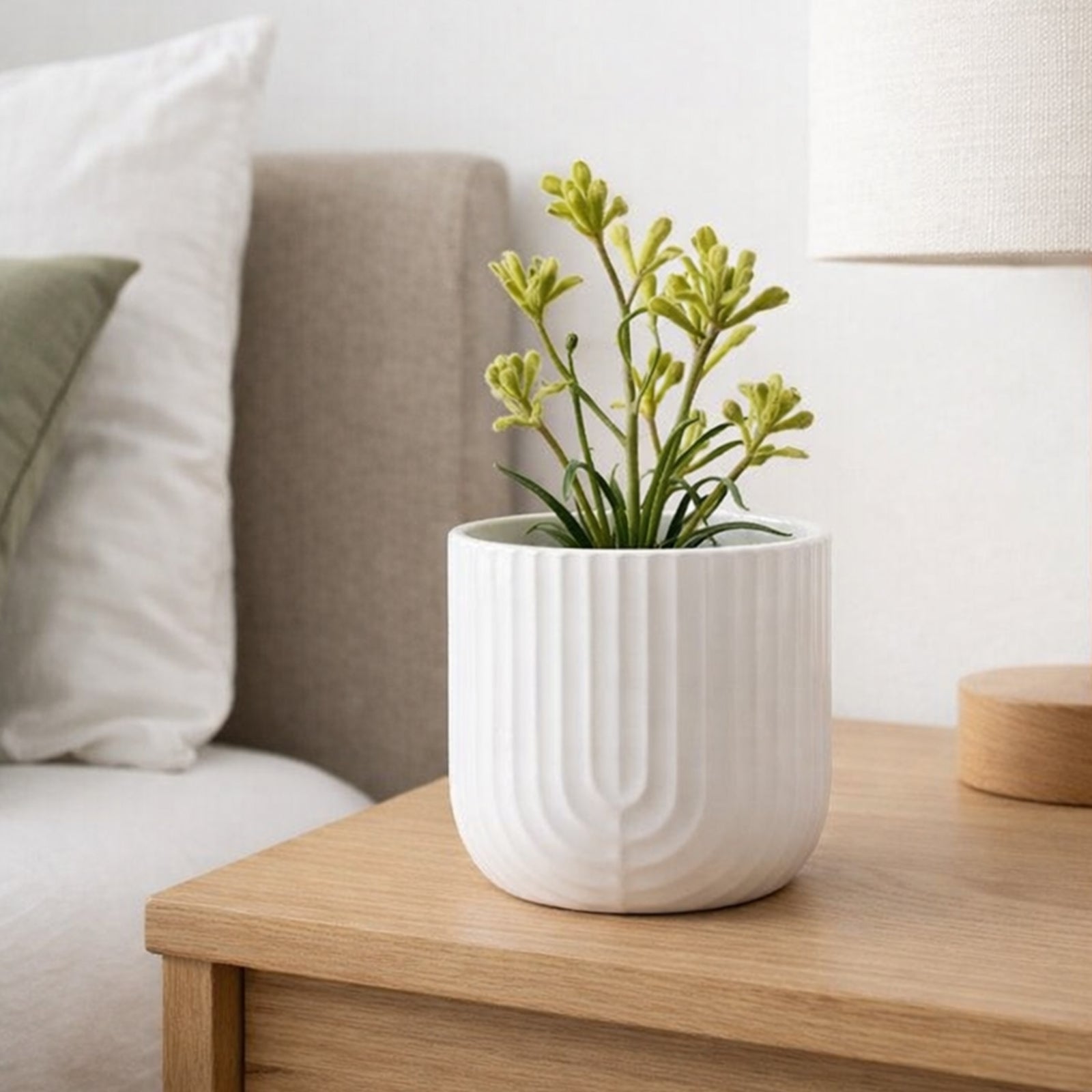 Eden off-white rainbow ceramic indoor planter for small houseplants