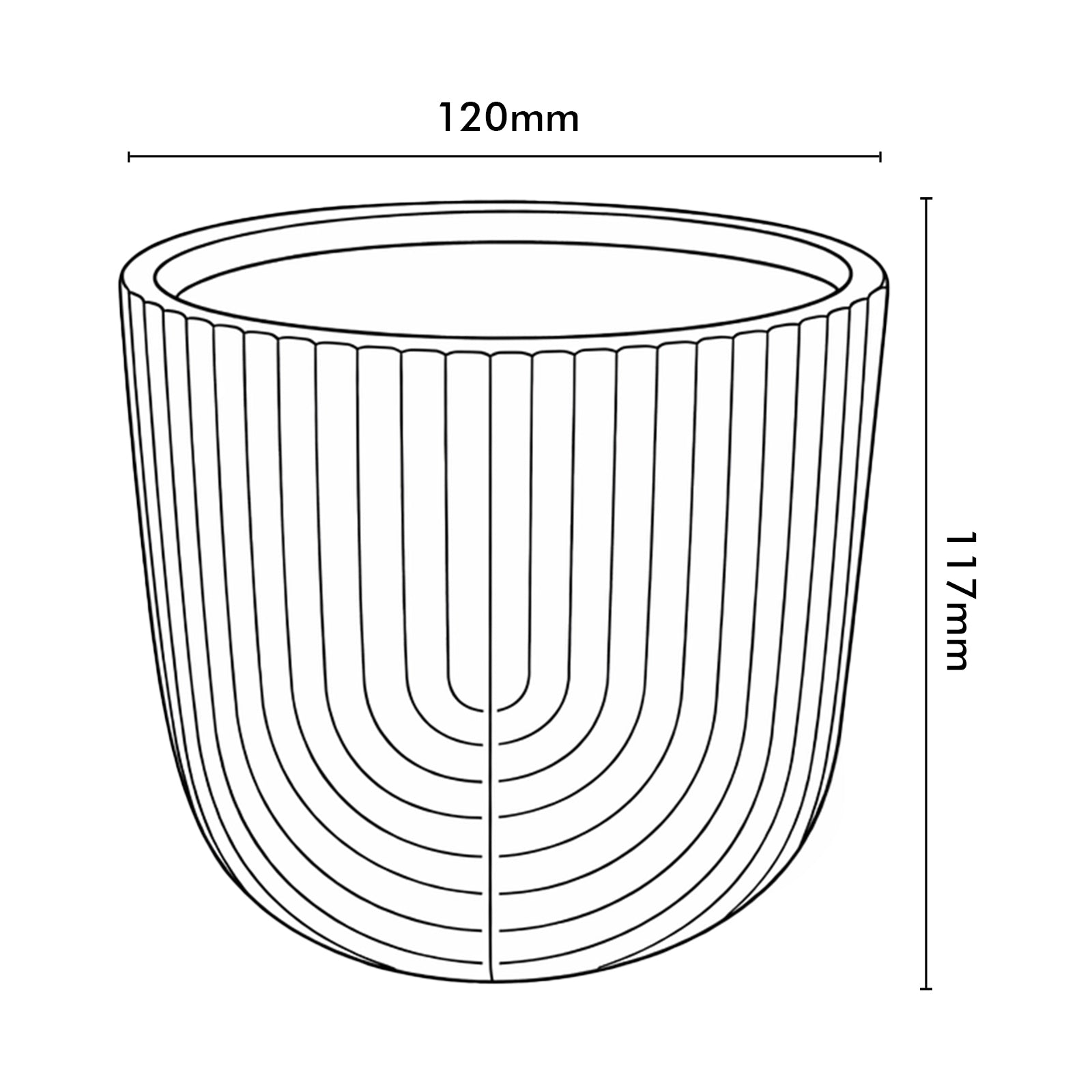 Eden 12cm silver ceramic fluted pot for small indoor plants and decorative styling
