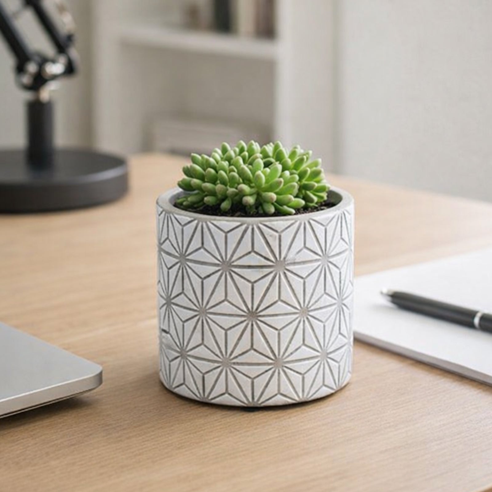 Eden 13.5cm grey geo indoor concrete planter ideal for indoor plant styling