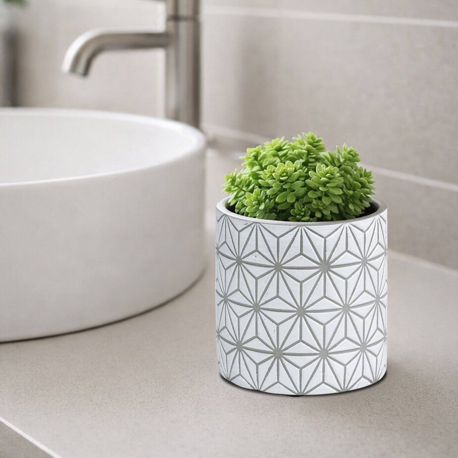 Eden 13.5cm grey geo indoor concrete planter ideal for indoor plant styling