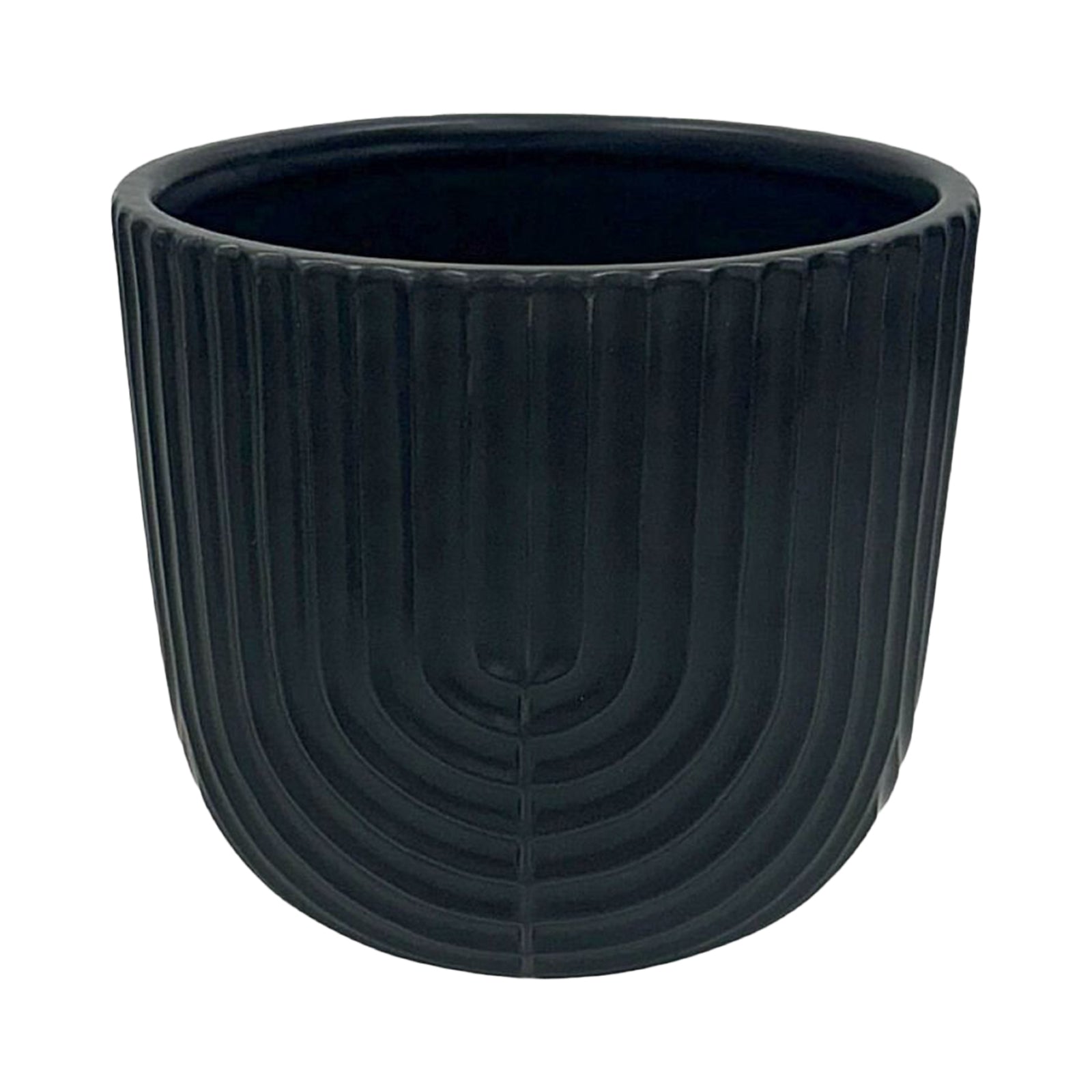 Eden 14.5cm black ceramic rainbow pot ideal for indoor plants and contemporary styling