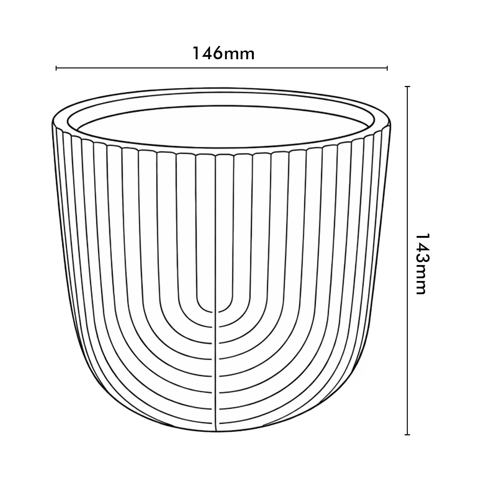 Eden 14.5cm black ceramic rainbow pot ideal for indoor plants and contemporary styling
