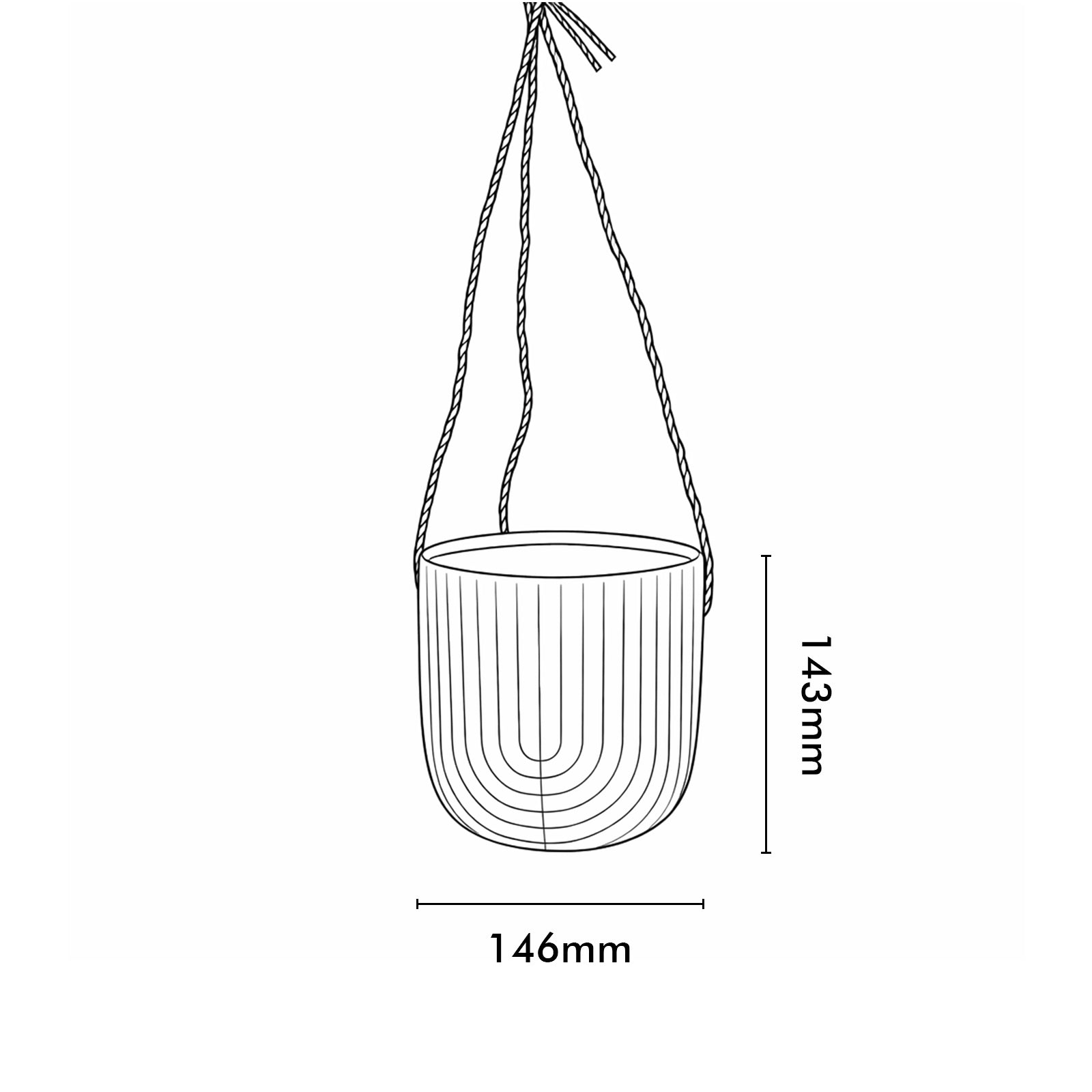 Eden black ceramic rainbow hanging planter for contemporary indoor plant display