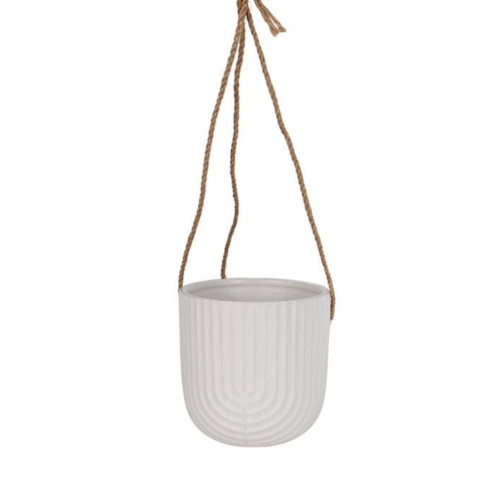 Eden off white ceramic rainbow hanging pot for stylish indoor plants and modern décor