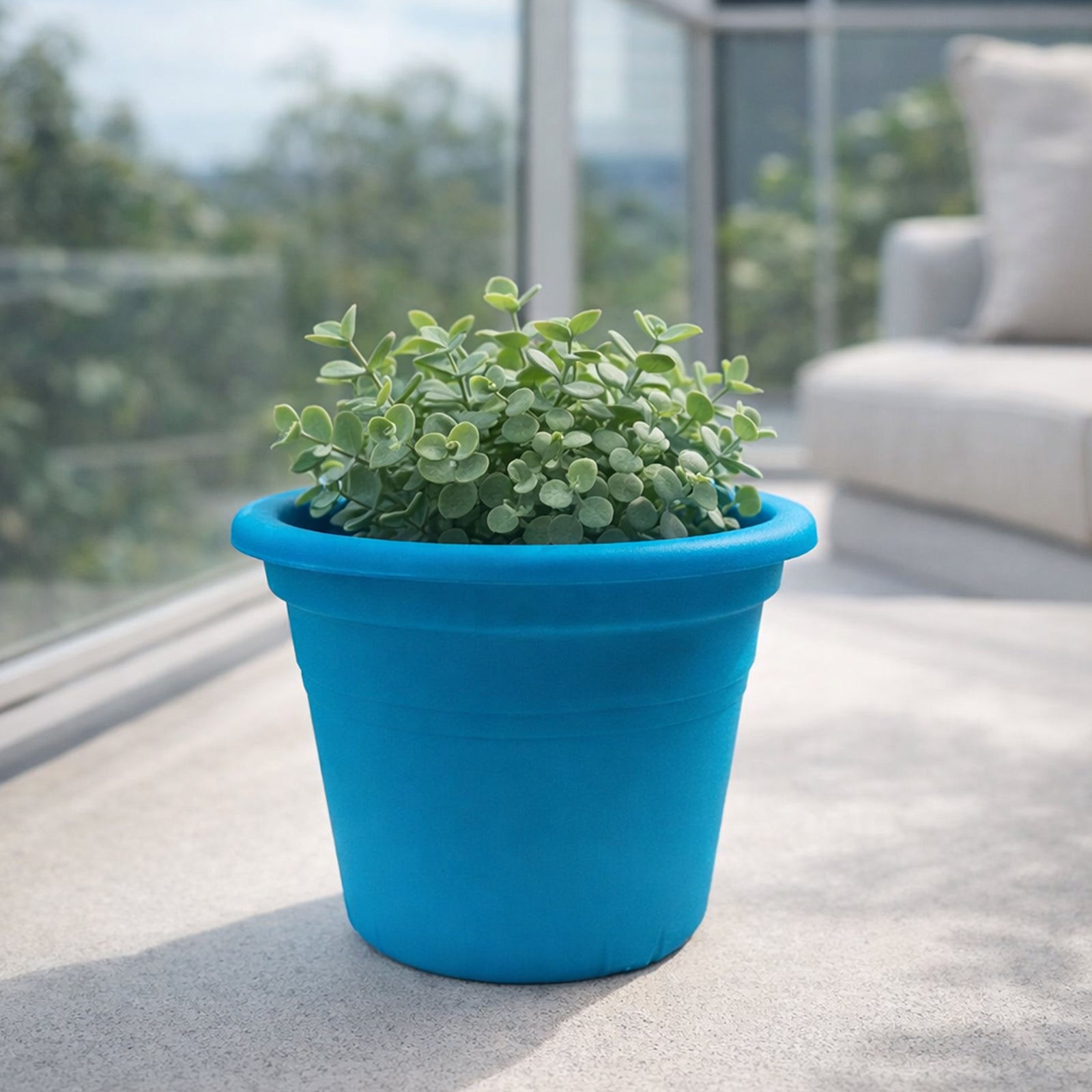 Eden aqua transparent cylinder plastic pot for indoor plants and orchids