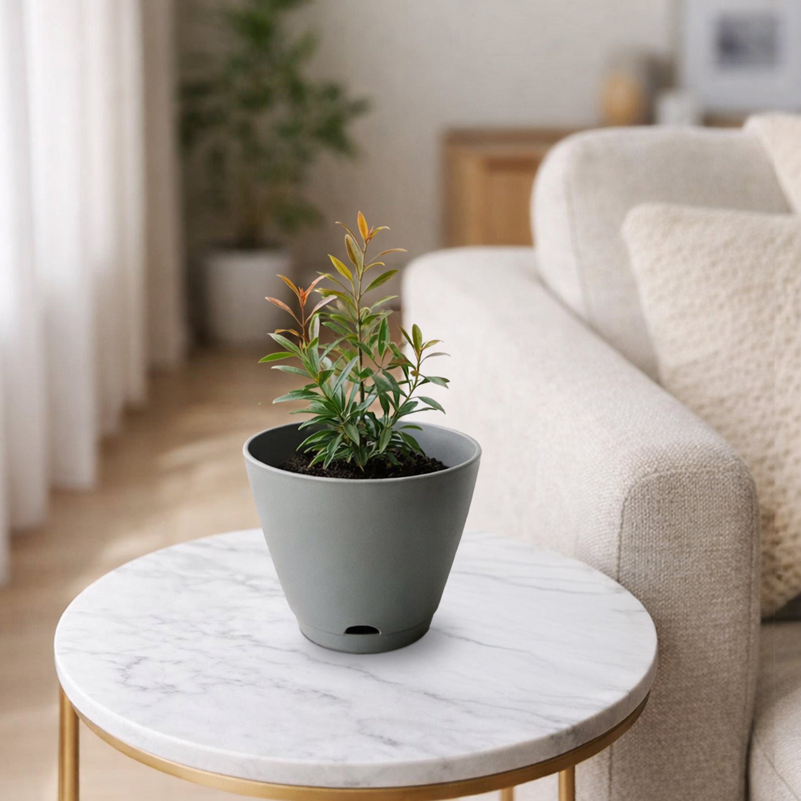 Eden grey Oslo self-watering planter for easy-care indoor and outdoor plants
