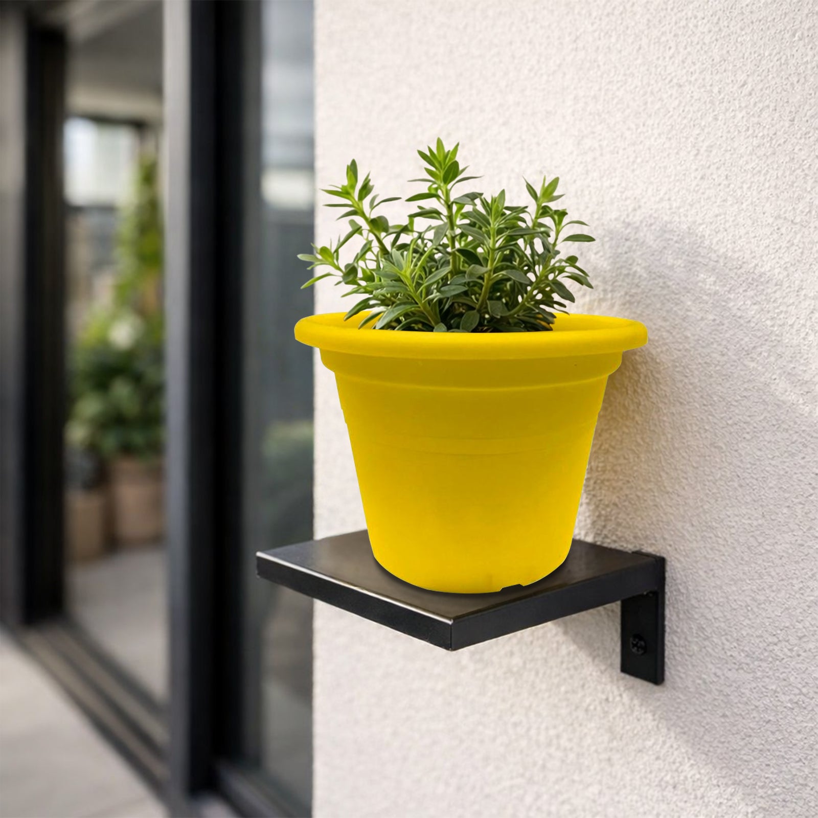 Eden yellow transparent cylinder plastic pot for bright indoor plant styling