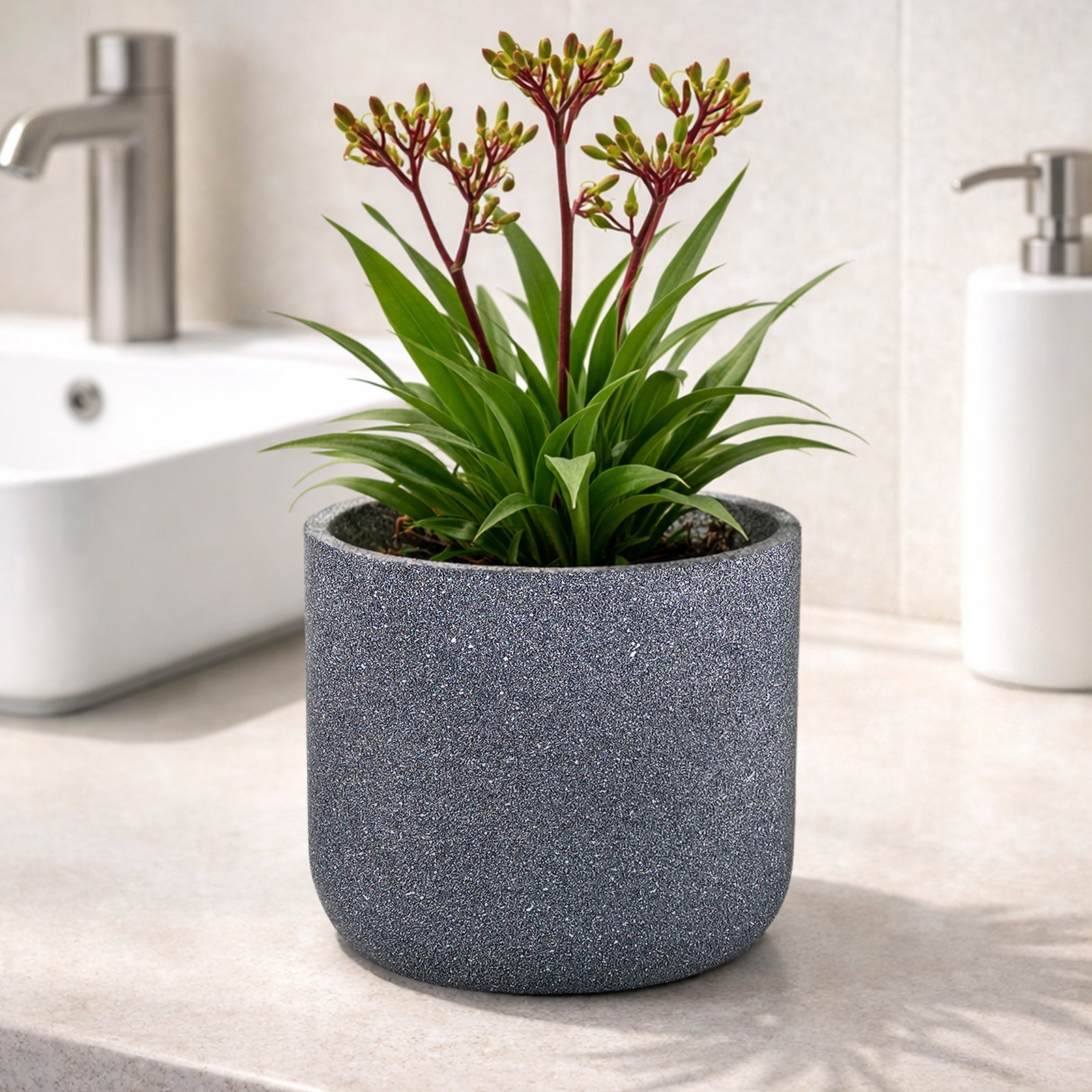 Eden 18cm charcoal stonelite sphere planter for modern indoor and outdoor décor