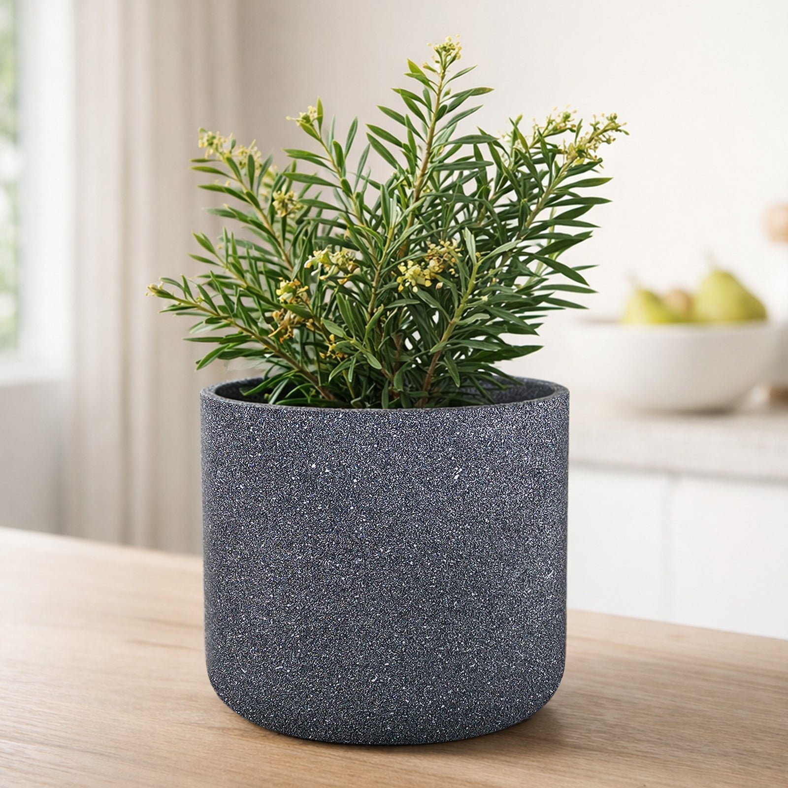 Eden 18cm charcoal stonelite sphere planter for modern indoor and outdoor décor