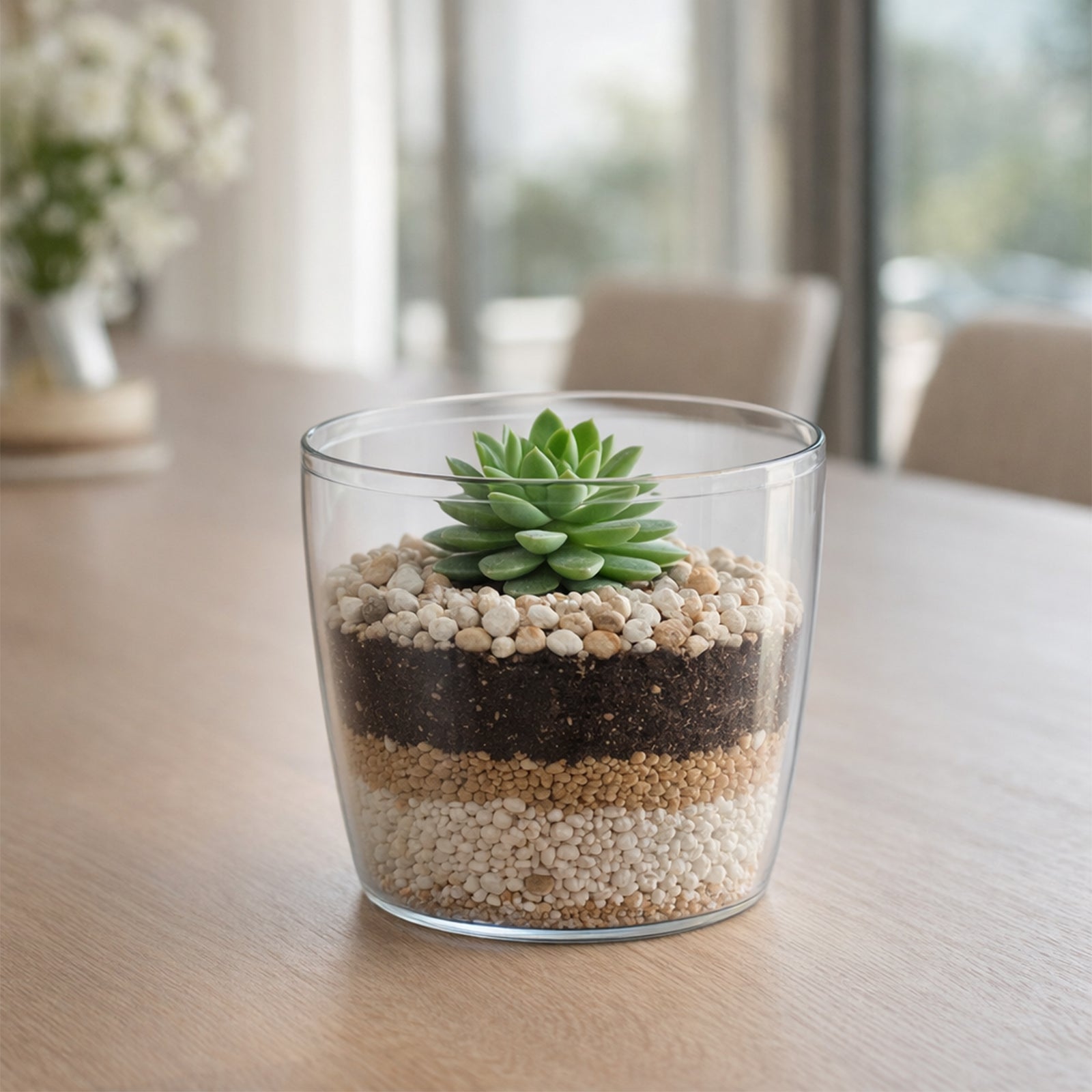 Eden 18cm clear Madeira planter for indoor plants, herbs and decorative styling