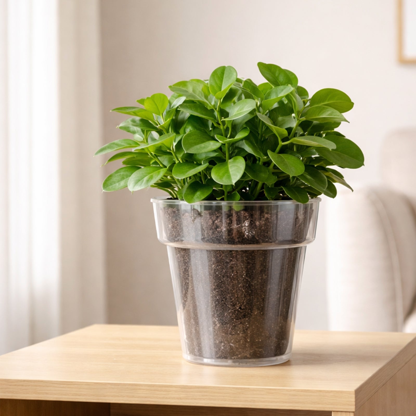 Eden clear plastic planter ideal for modern indoor plants and root visibility