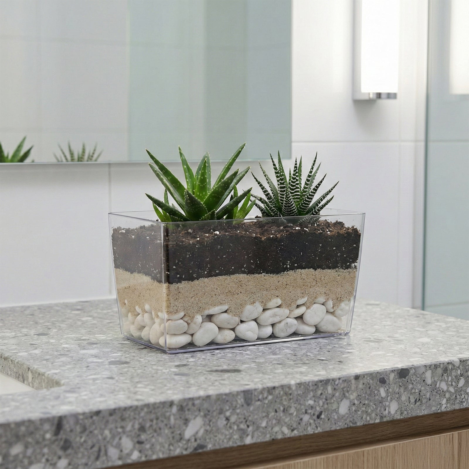 Eden 25cm clear Coimbra planter for indoor plants, herbs and decorative home styling