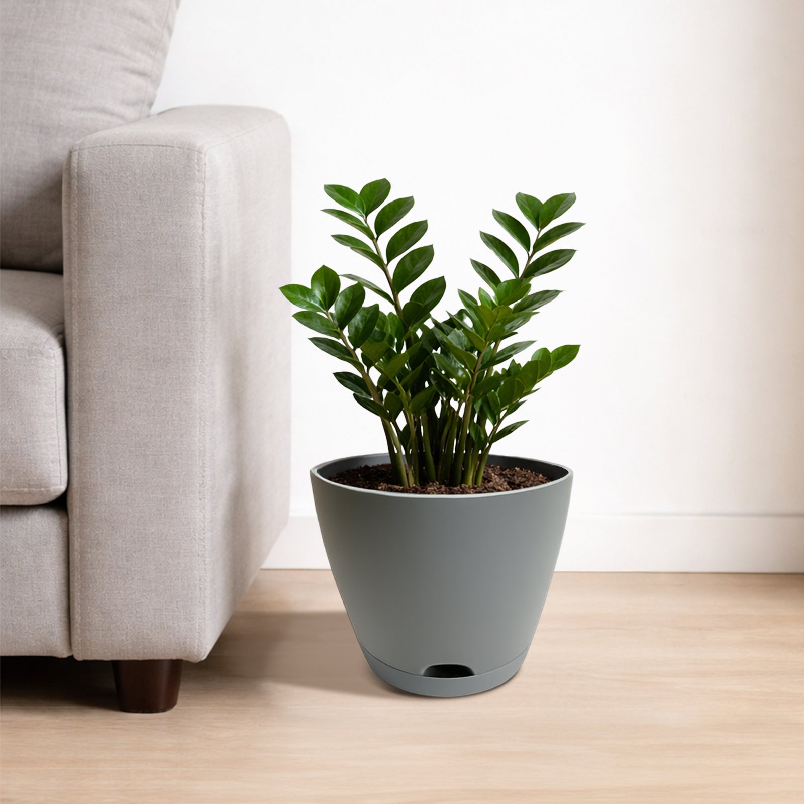 Eden grey Oslo self-watering planter for medium garden and balcony plants