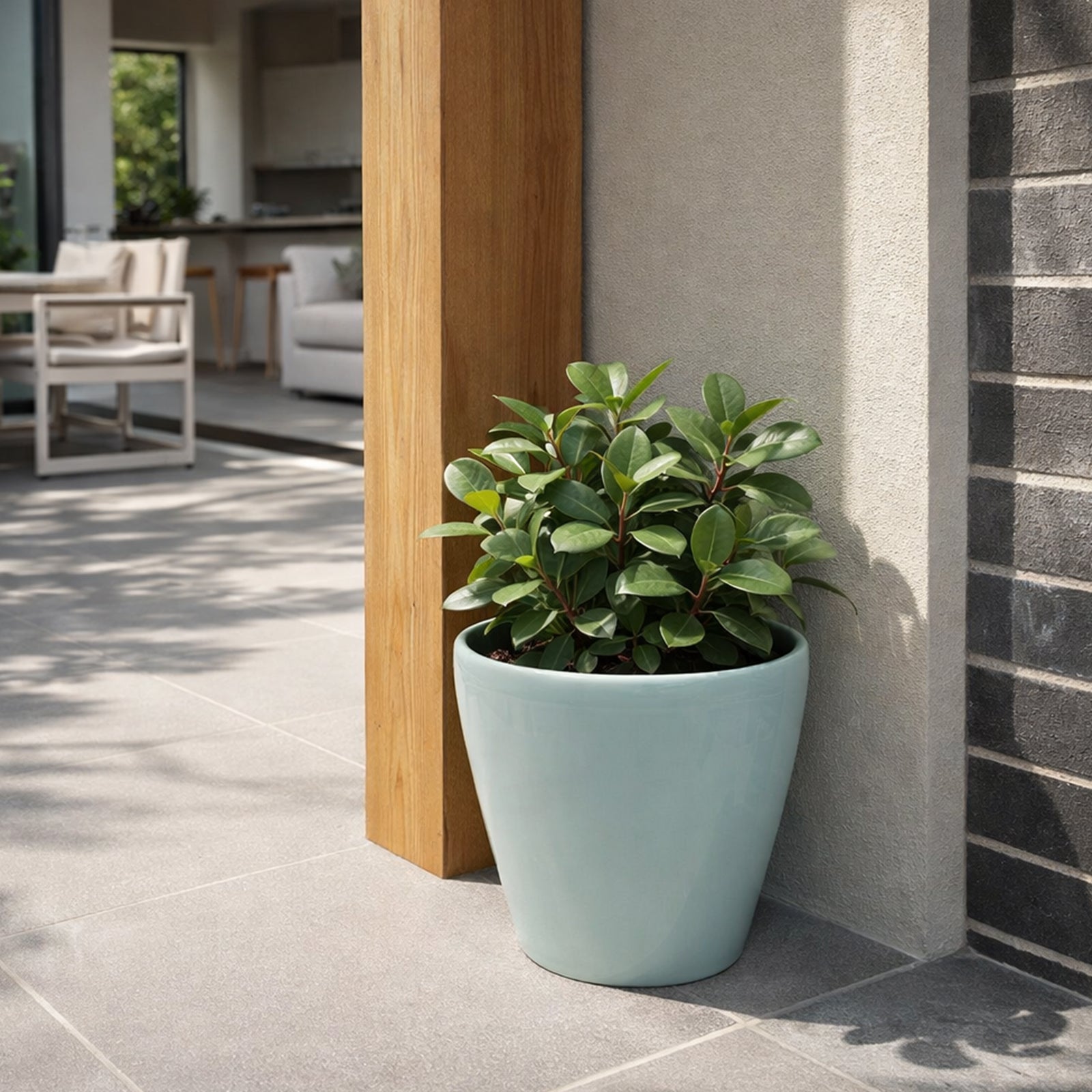 Eden blue premium self-watering planter for patios and modern gardens
