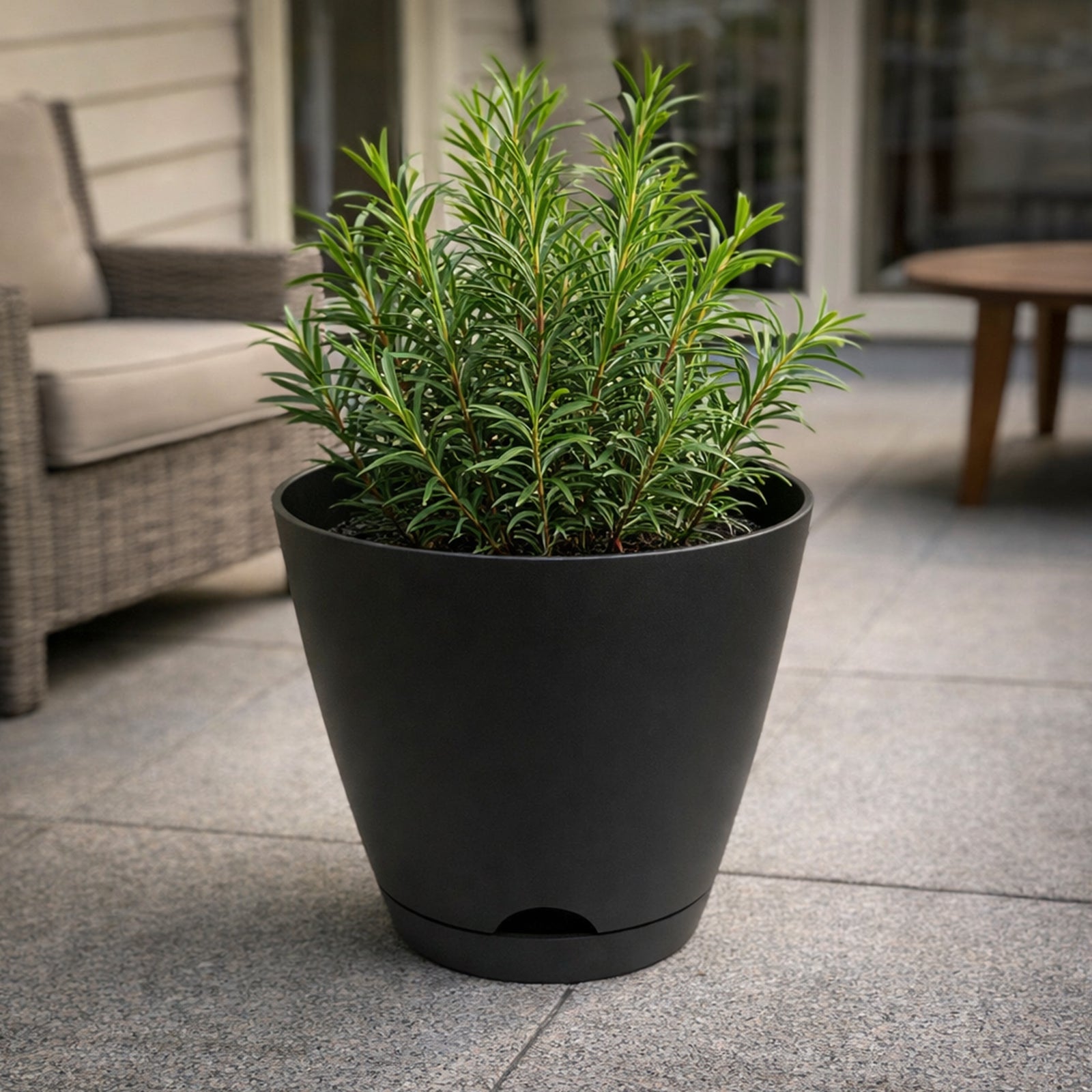 Eden large charcoal Oslo self-watering planter for patios and balconies