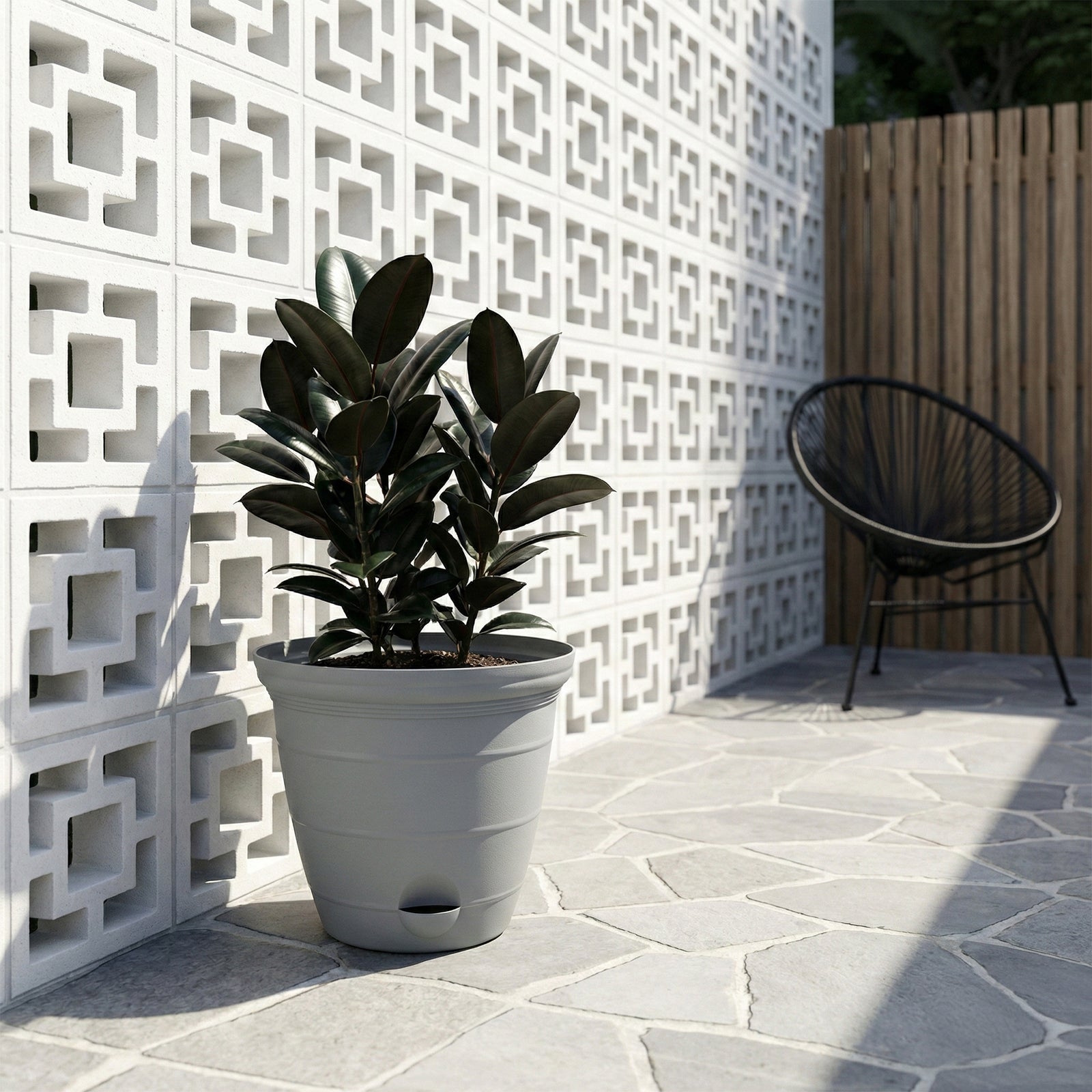 Eden large grey Roman self-watering planter for balconies and gardens