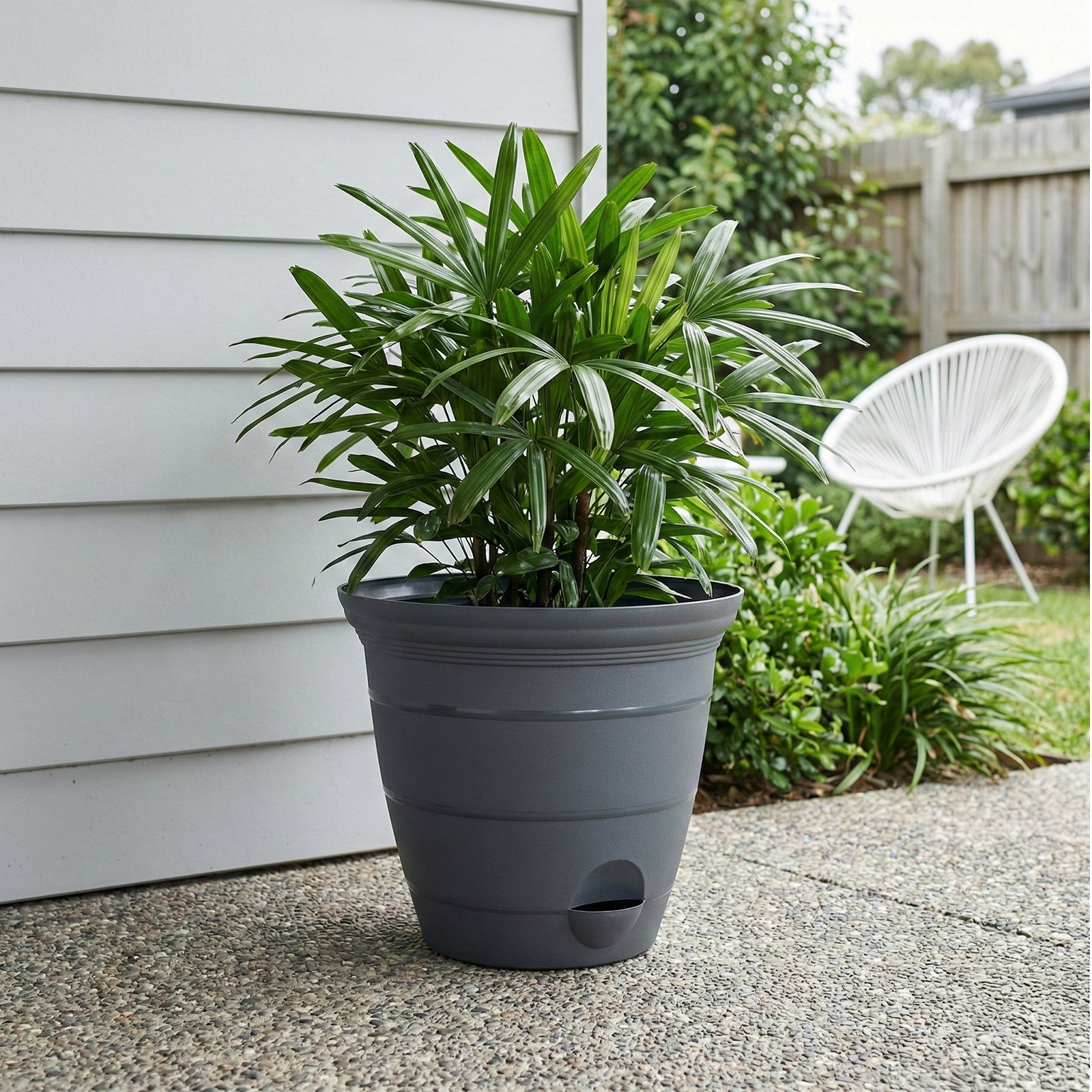 Eden 38cm charcoal Roman self-watering planter for feature plants