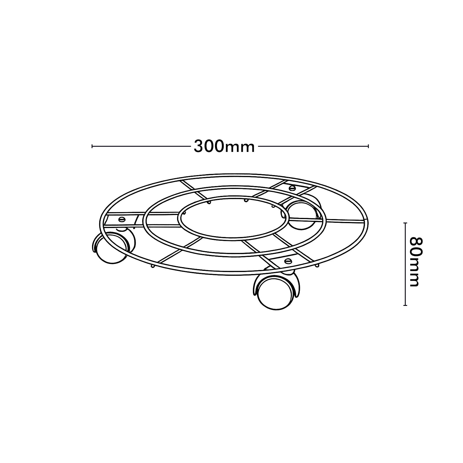 Eden 30cm round pot plant trolley designed for moving medium planters with ease