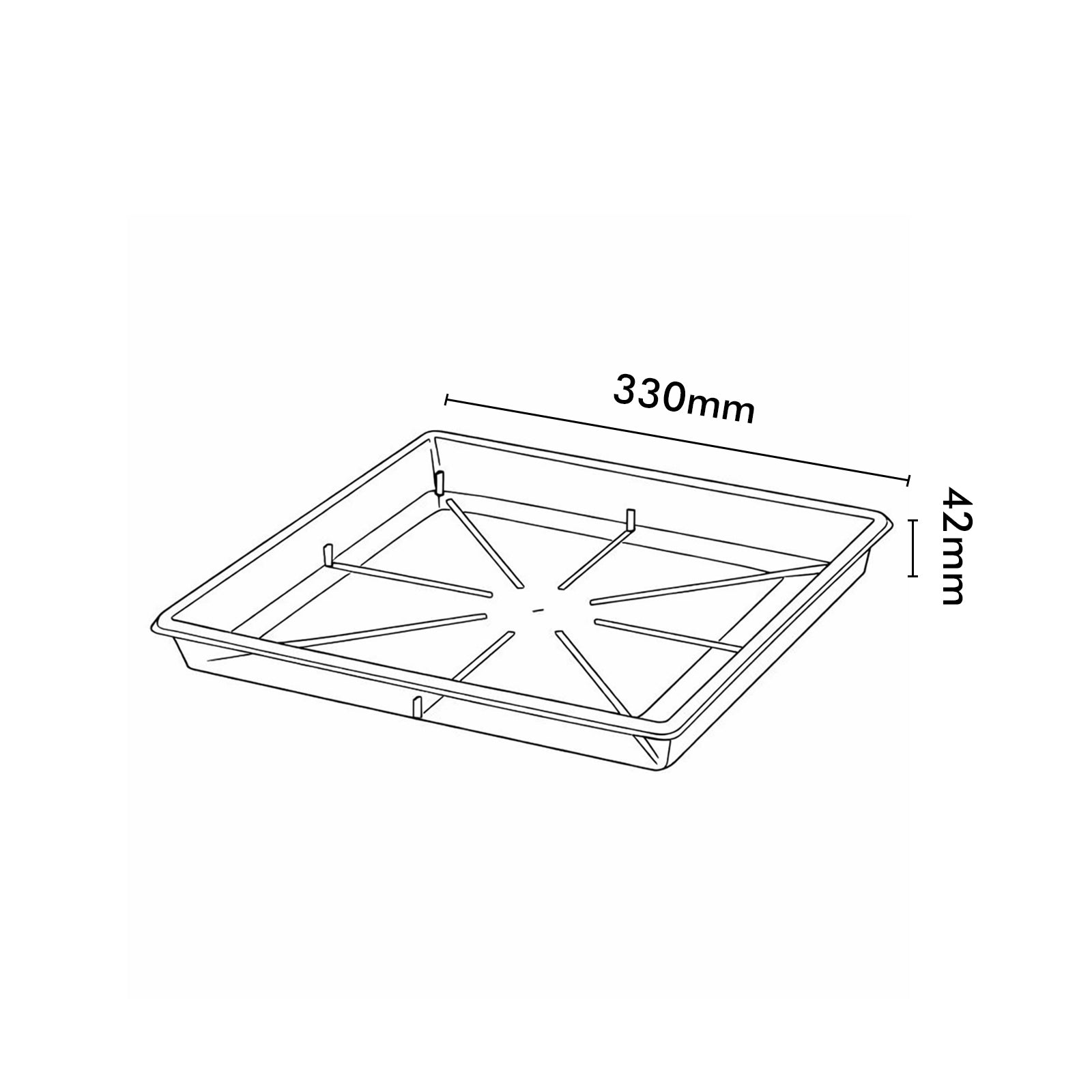Eden 33cm clear Porto square saucer suitable for medium indoor planters