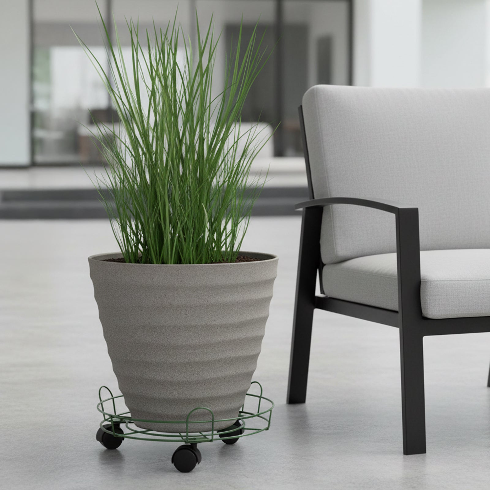 Eden 33cm round pot plant trolley with rails for added stability and easy movement