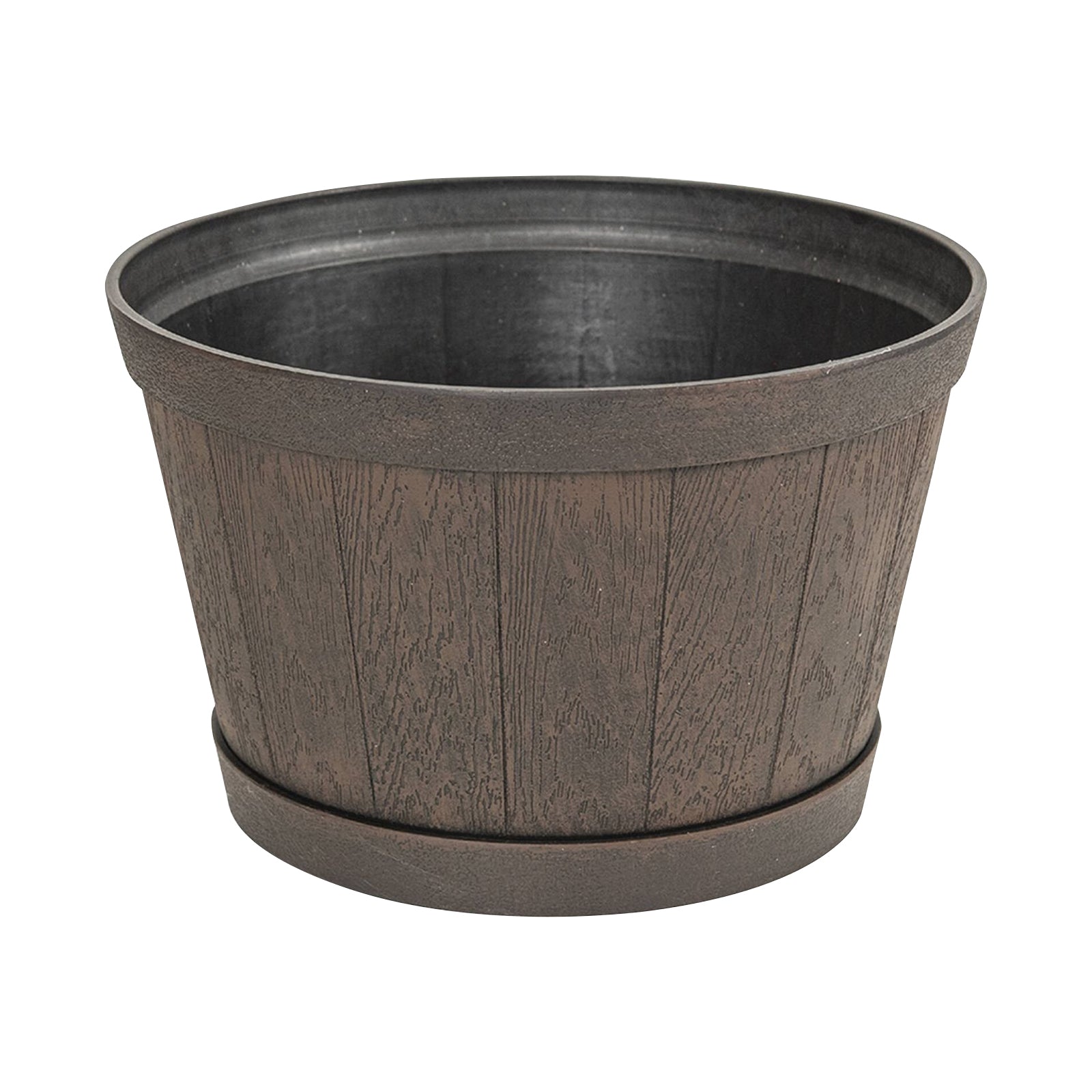 Eden resin whiskey barrel planter for outdoor plants, gardens and patios