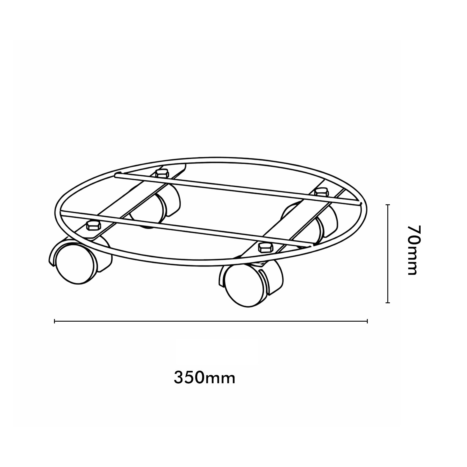 Eden 35cm heavy duty round pot plant trolley ideal for large and heavy plant pots