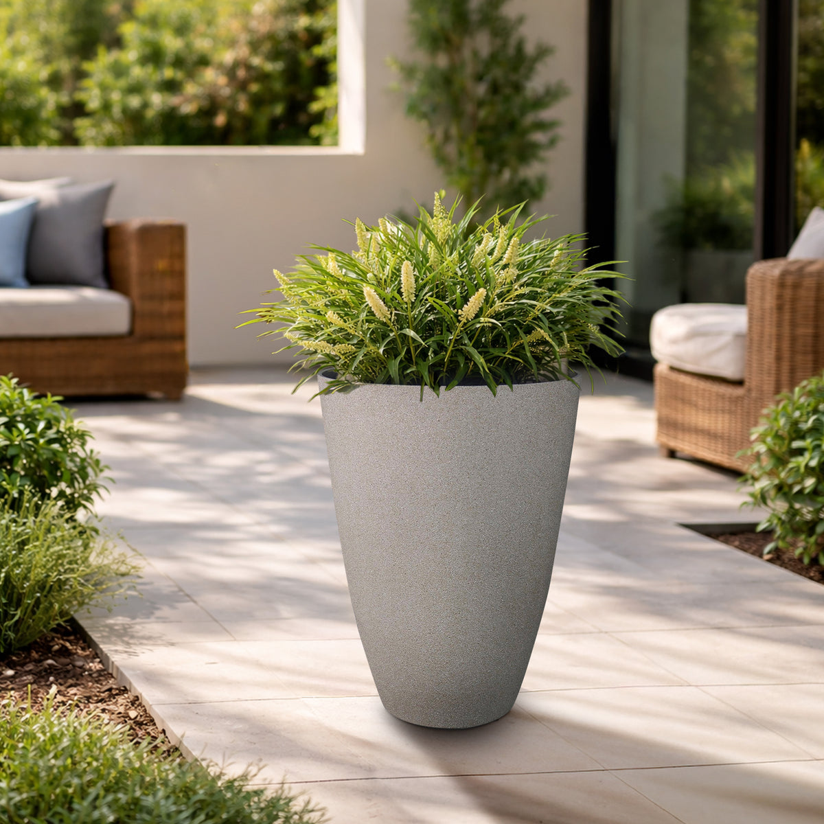 Eden 40cm sandstone tall faux planter for contemporary indoor and outdoor décor