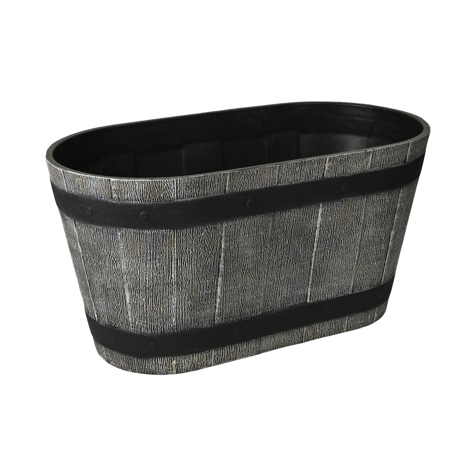 Eden 45cm grey and bronze whiskey trough planter suitable for indoor and outdoor plants