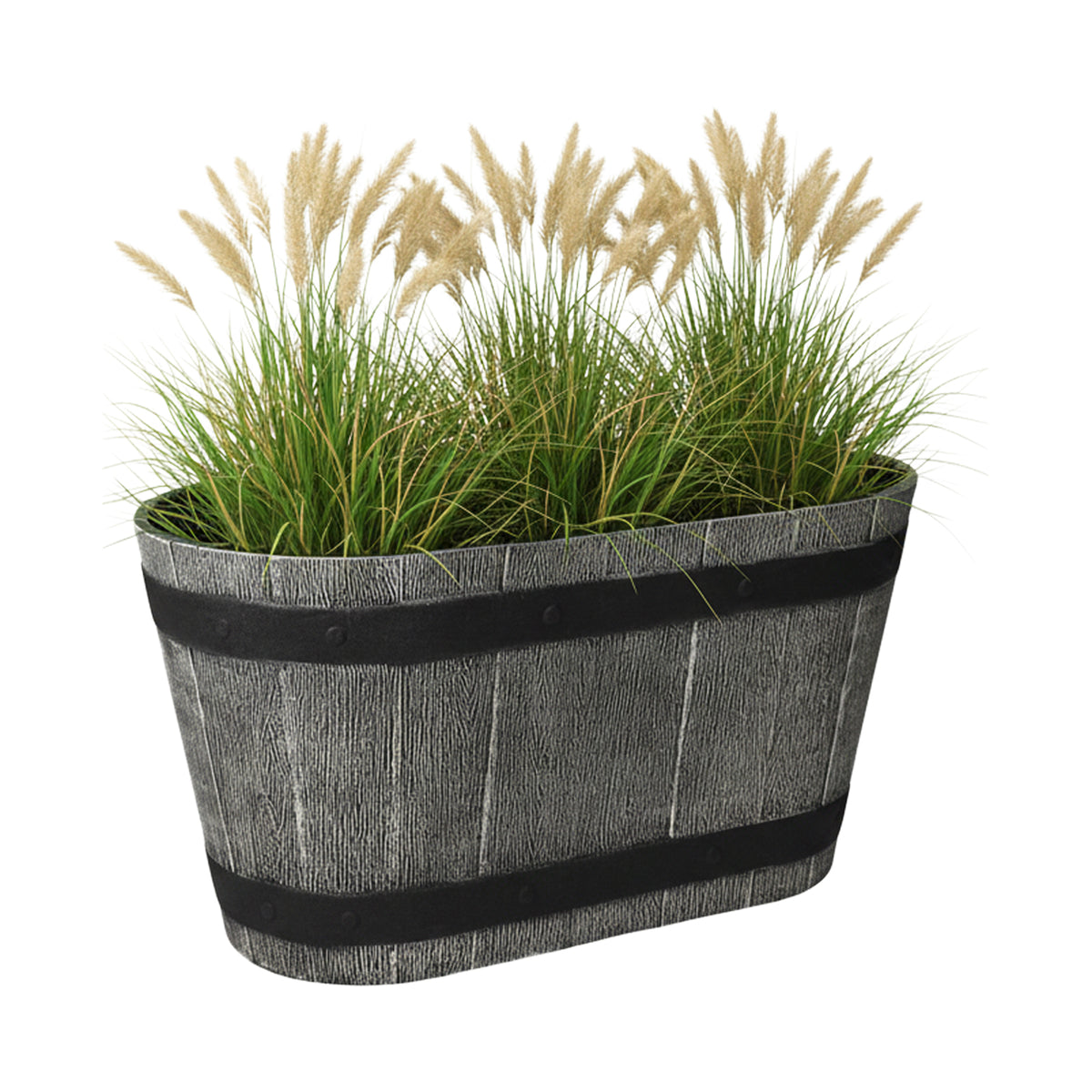 Eden 45cm grey and bronze whiskey trough planter suitable for indoor and outdoor plants