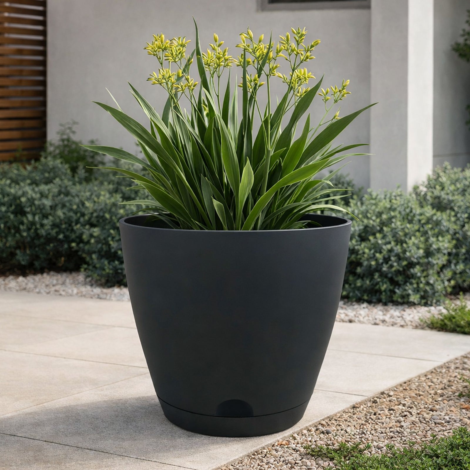 Eden extra-large charcoal Oslo self-watering planter for landscaping use