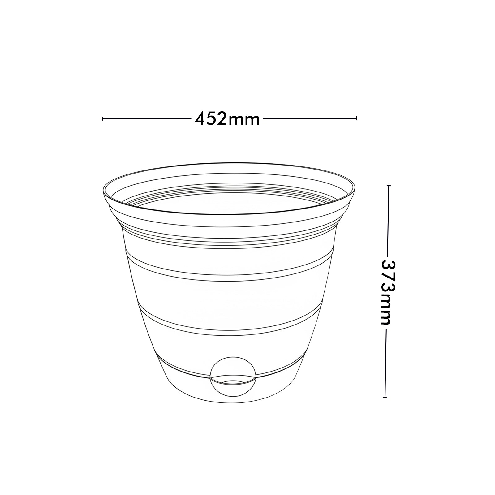 Eden extra large charcoal Roman self-watering planter for outdoor landscaping