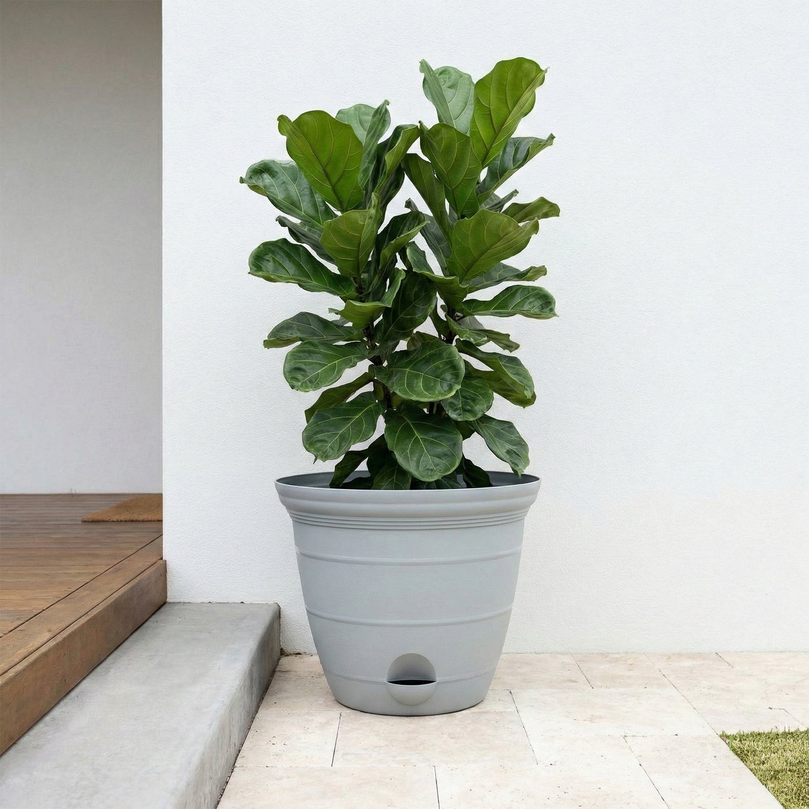 Eden 46cm grey Roman self-watering planter for large indoor and outdoor plants