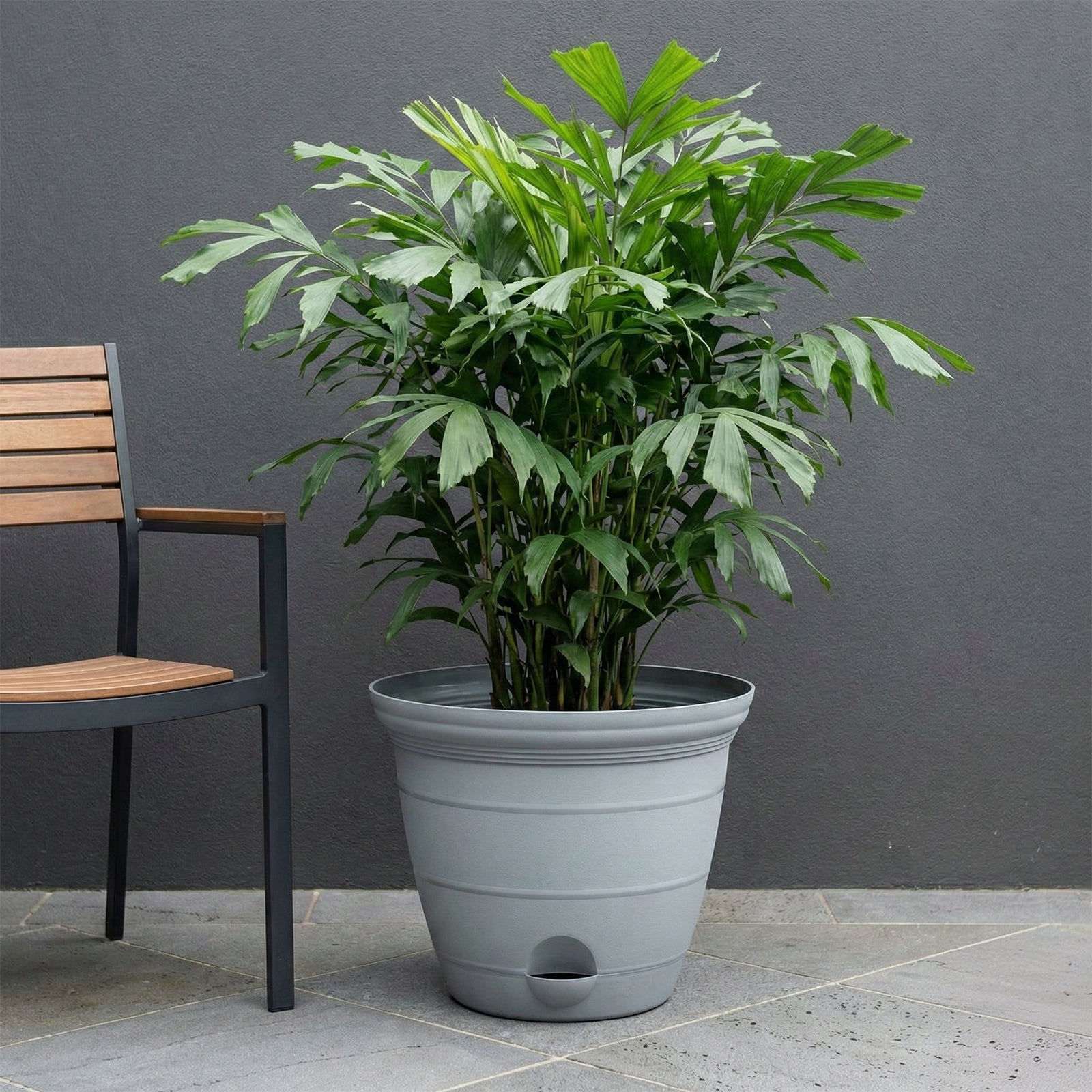 Eden 46cm grey Roman self-watering planter for large indoor and outdoor plants