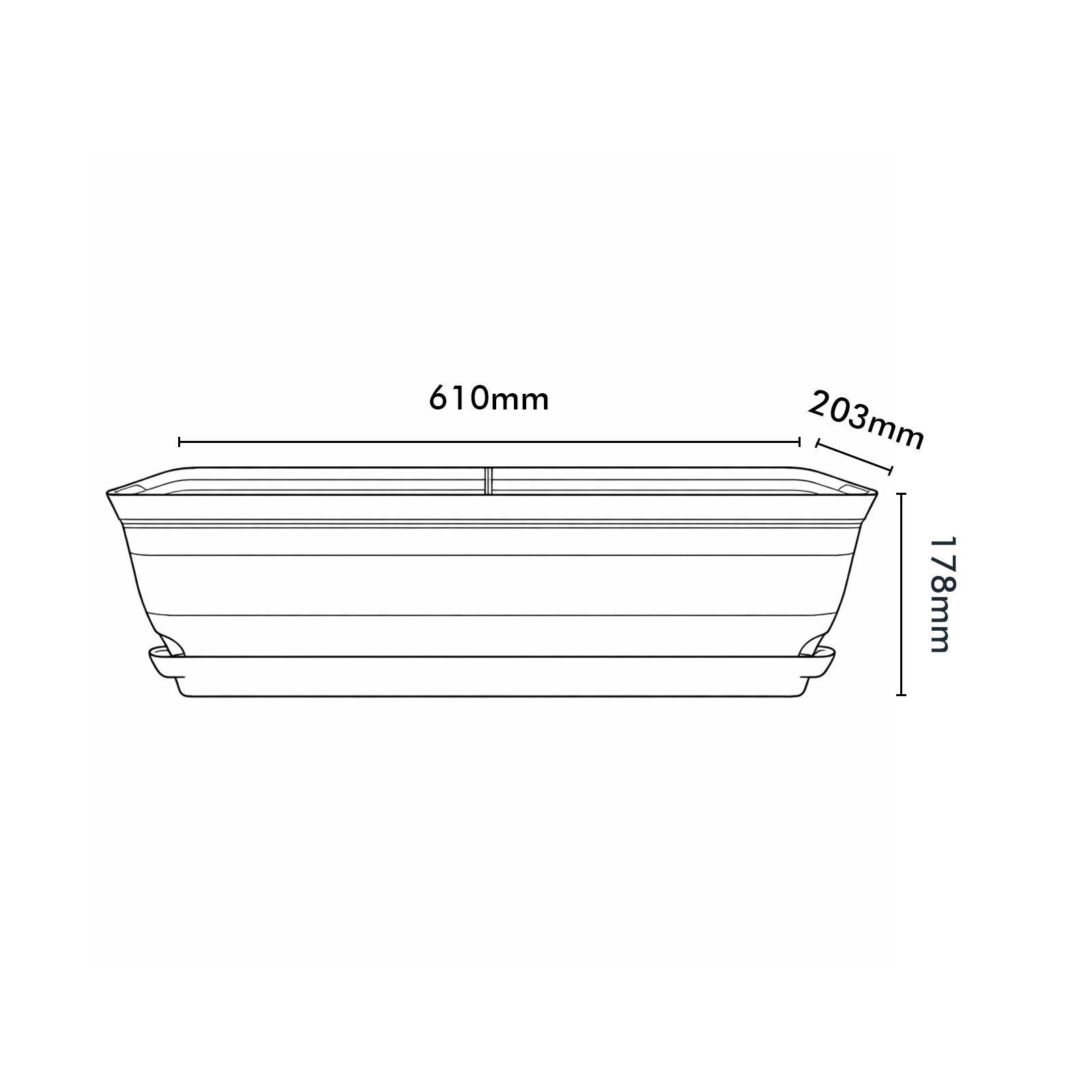 Eden terracotta Roman self-watering trough planter for classic garden styling